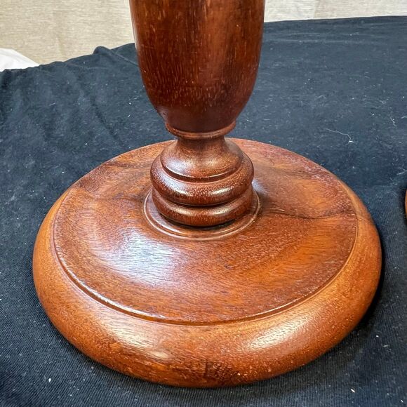 Set of 2 Turned wood Candle Holders with inset brass 1” taper holders - Picture 5 of 6